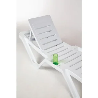 Lot de 4 Chaises Longues Design PP Blanc - Mobilier de Jardin Contemporain