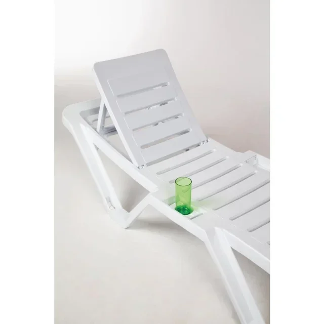 Lot de 4 Chaises Longues Design PP Blanc - Mobilier de Jardin Contemporain