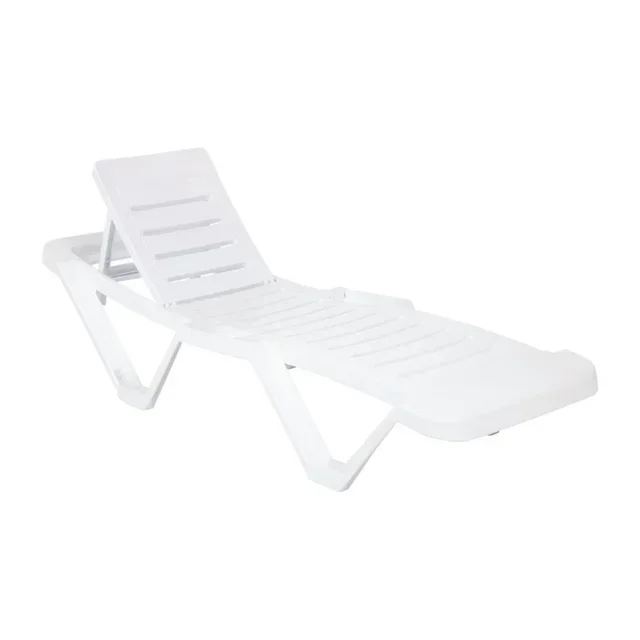 Lot de 4 Chaises Longues Design PP Blanc - Mobilier de Jardin Contemporain