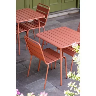 Terracotta Metal Garden Chair - Set of 4 - Slatted Structure