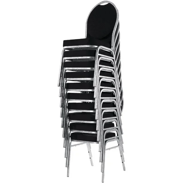 Lot de 4 Chaises de Réception Noires à Dossier Arrondi