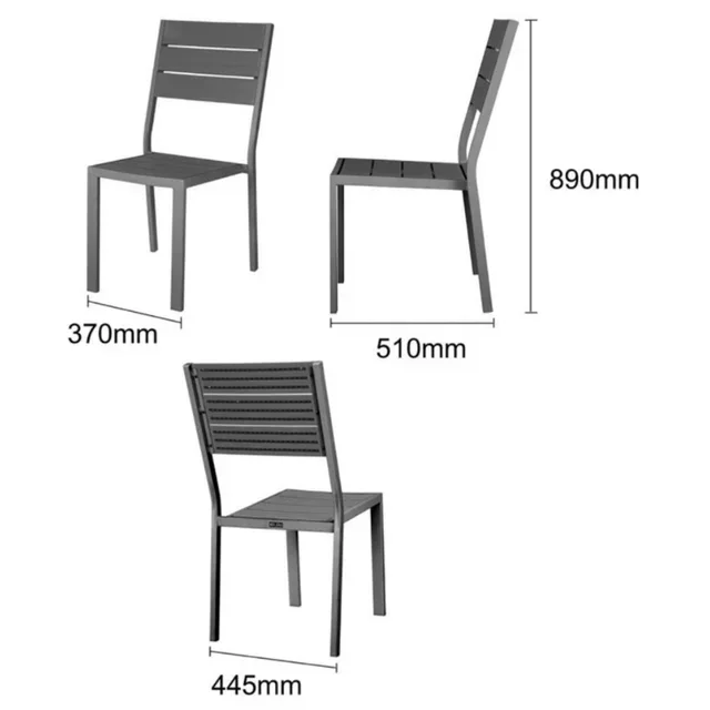 Valletta Slatted Chair Grey - Set of 4