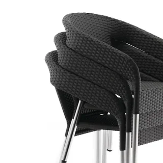Sedia in Stile Bistrot in Rattan Intrecciato - Set di 4 Poltrone Impilabili
