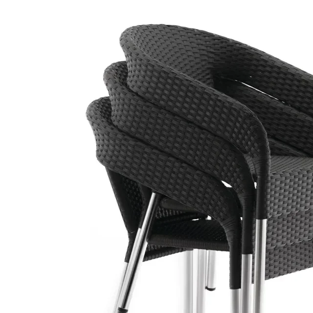 Sedia in Stile Bistrot in Rattan Intrecciato - Set di 4 Poltrone Impilabili