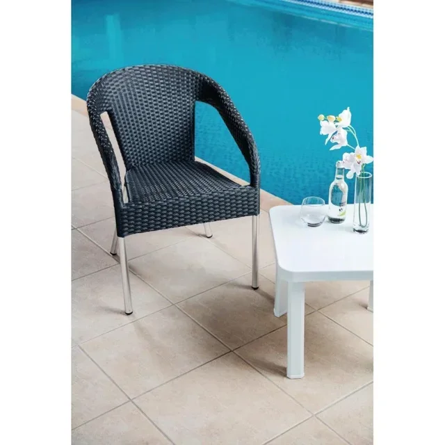 Sedia in Stile Bistrot in Rattan Intrecciato - Set di 4 Poltrone Impilabili