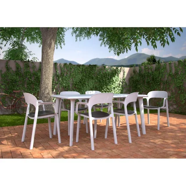 Ona Garden Chair - Sand Seat and White Structure - Set of 4