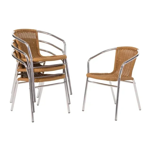 4er-Set Design-Rattan-Aluminium-Sessel