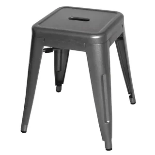 Low Industrial Stools Steel Metallic Grey - Set of 4
