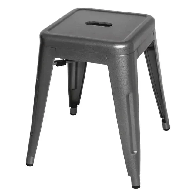 Low Industrial Stools Steel Metallic Grey - Set of 4