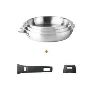 Set of 5 Saucepans & Frying Pans - Non-Stick Finishes with Detachable Handles and Grips