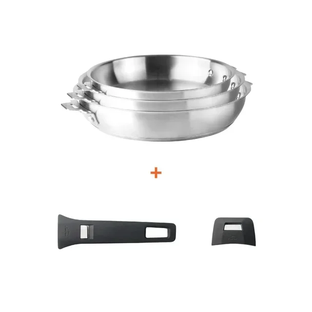 Set of 5 Saucepans & Frying Pans - Non-Stick Finishes with Detachable Handles and Grips