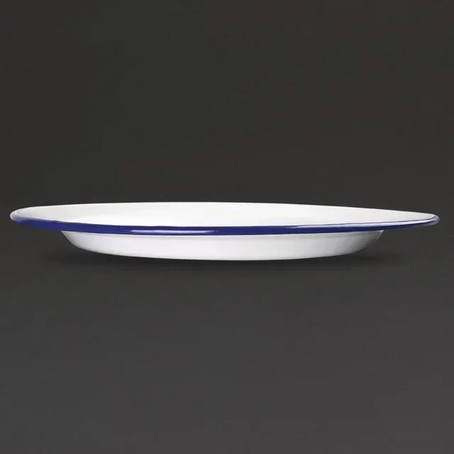 Round Enamelled Steel Plate - Diameter 30 cm - Set of 6 Pieces