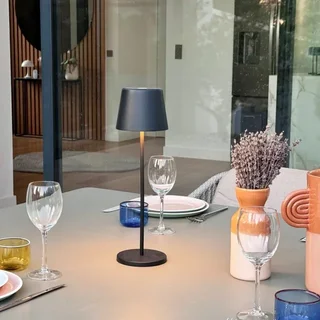 Lampada Tattile LED Kelly Nera con Stazione di Ricarica - Confezione da 6 Unità