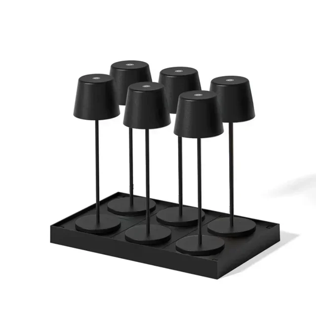 Kelly Black LED Touch Lamp with Charging Station - Pack of 6 Units