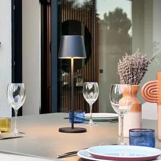 Lampada Tattile LED Kelly Nera con Stazione di Ricarica - Confezione da 6 Unità