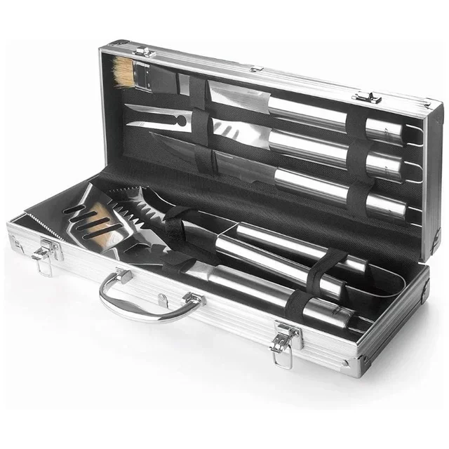 BBQ Tool Set 5 Stainless Steel Accessories with Carry Case