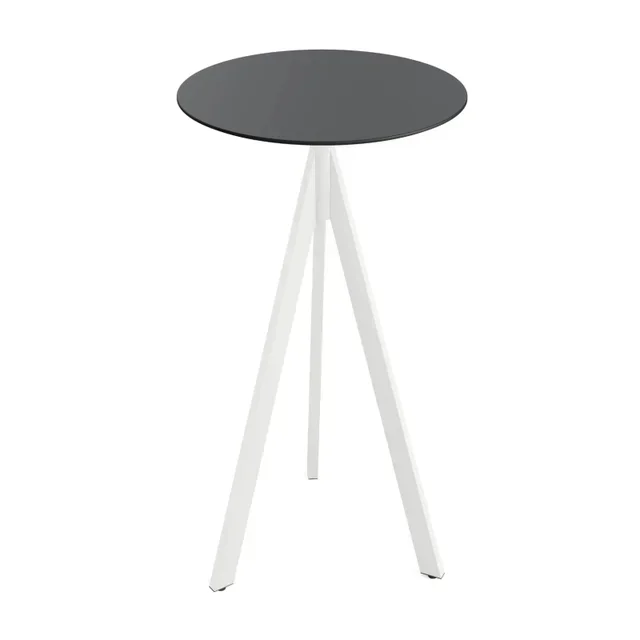 Infinity Tripod High Table White Base HPL Black Round Top 70 cm - Standing Dining Design