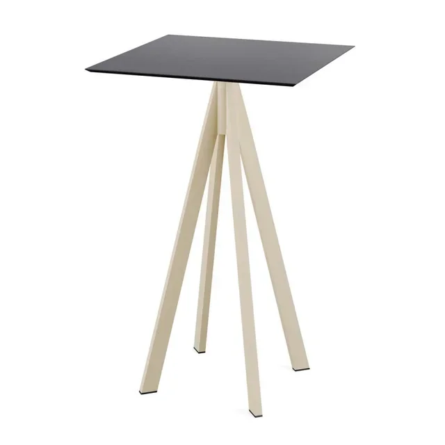 Tavolo da Bar Infinity 70x70 cm - Struttura Sabbia e Piano Nero