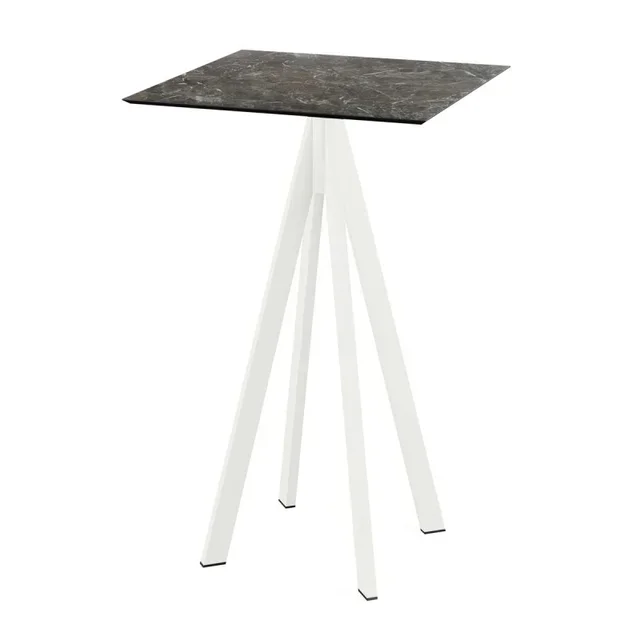 Mesa de Pé Infinity Estrutura Branca e Tampo Efeito Mármore Galaxy - 70 x 70 cm