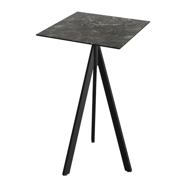 High Table Infinity Tripod Black Base and HPL Galaxy Marble Top 70x70 cm