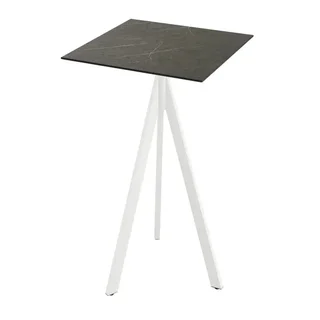 Infinity Tripod Standing Table Black Marble HPL Top 70x70 cm - White Base