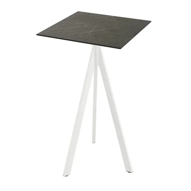 Infinity Tripod Standing Table Black Marble HPL Top 70x70 cm - White Base