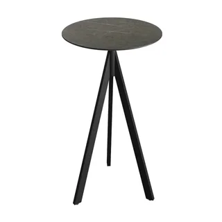 Infinity Tripod Standing Table Black Base HPL Midnight Marble Top Ø 70 cm