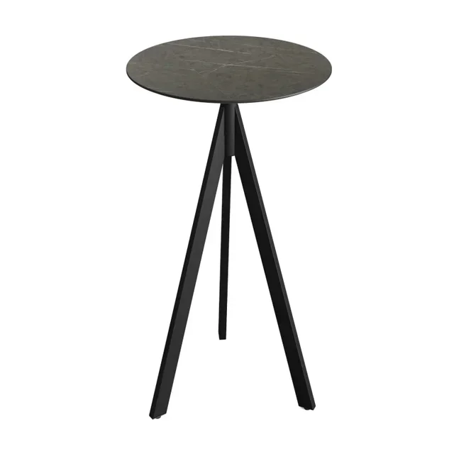 Infinity Tripod Standing Table Black Base HPL Midnight Marble Top Ø 70 cm