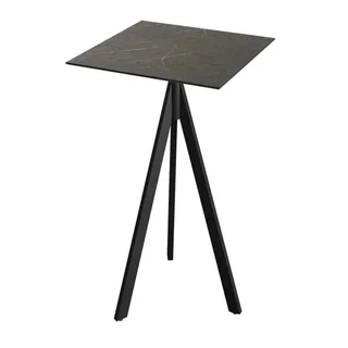 Tavolo Alto Infinity Tripod Gamba Nera e Piano HPL Midnight Marble 70x70 cm - Tavolo da Bar Design