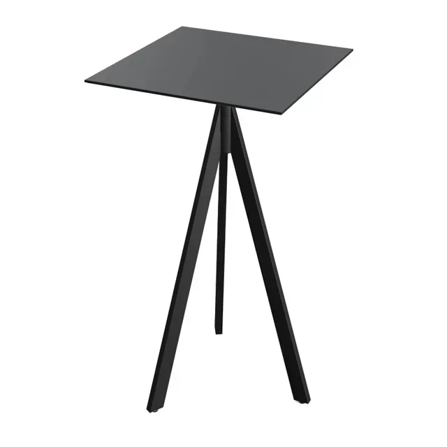 Infinity Tripod High Table 70x70 cm - Black Metal Base and Black HPL Top