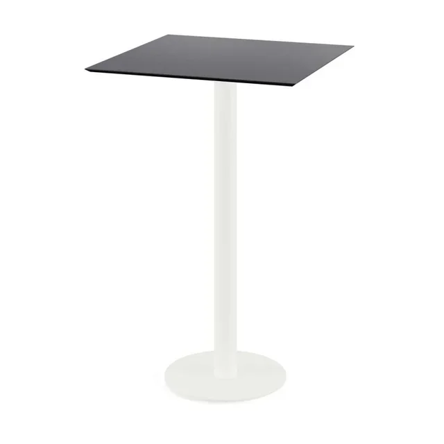 Tavolo Alto Urban Structure Struttura Bianca Piano Nero 70x70 cm - Tavolo da Banco Design