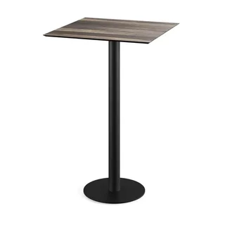 Tavolo Alto Urban Nero con Piano in Legno Tropicale - 70x70 cm