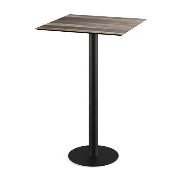 Tavolo Alto Urban Nero con Piano in Legno Tropicale - 70x70 cm