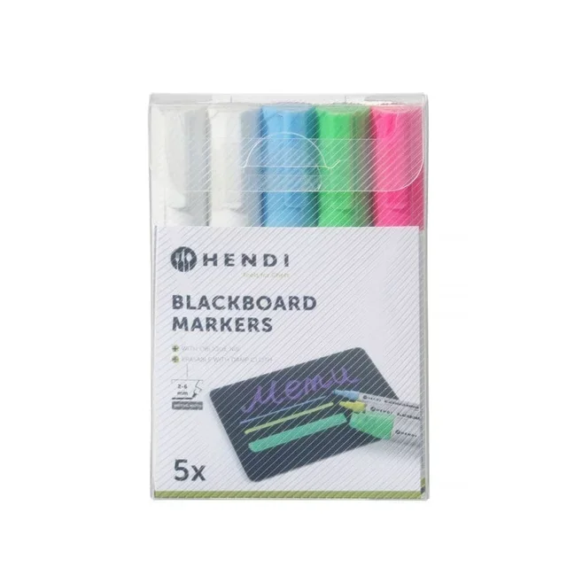 Liquid Chalk Markers - Pack of 5 White and Colored Pens