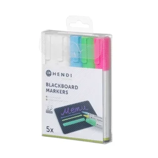 Liquid Chalk Markers - Pack of 5 White and Colored Pens
