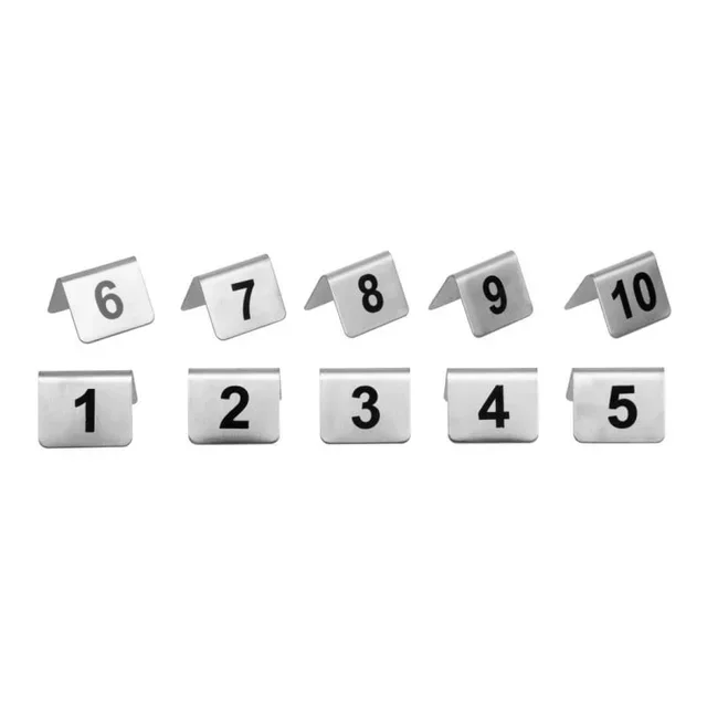 Numerazione Tavoli 1-10 Acciaio Inossidabile | Set di 10 Segnatavoli per Ristorante