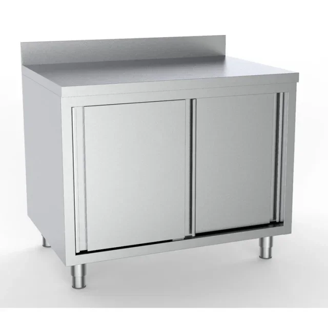 Stainless Steel Base Cabinet 2 Doors with Splashback - Width 140 cm Depth 70 cm