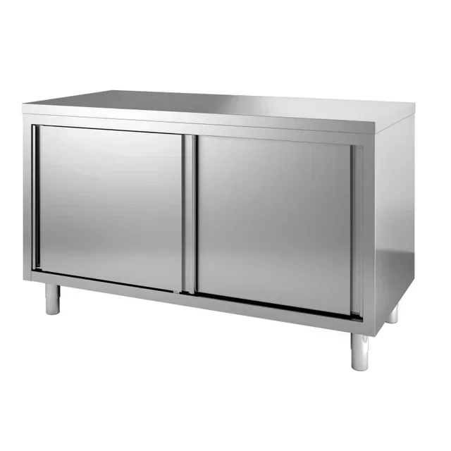 Mobile Basso in Acciaio Inox Professionale - Doppia Porta a Battente - Larghezza 160 cm x Profondità 70 cm