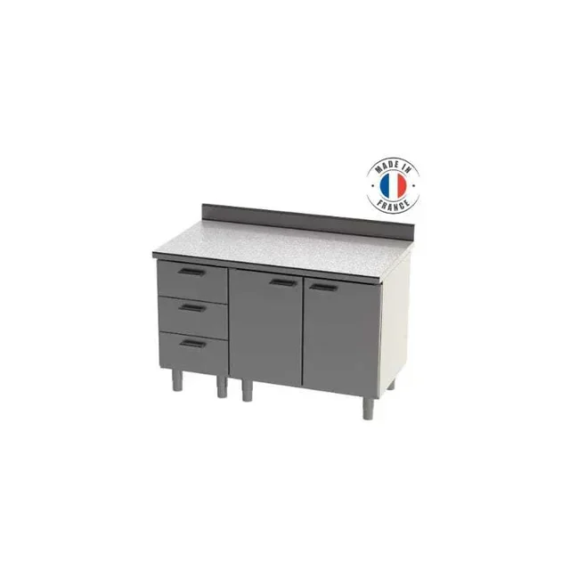 Low Kitchen Cabinet 2 Doors and 3 Drawers - Width 135 cm