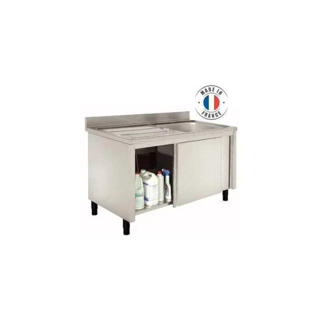 Edelstahl Spültrog 1 Becken mit linkem Abtropfbrett - Serie 600 - Breite 140 cm