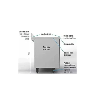 Spültisch 2 Becken mit Rechtem Abtropffläche - Breite 1600 mm - Serie 700