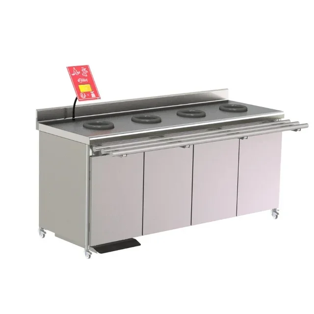 4-Compartment Pre-Sorting Station with Integrated Scale, 4 Sorting Openings - Child Model - Equipped with Polyamide Casters