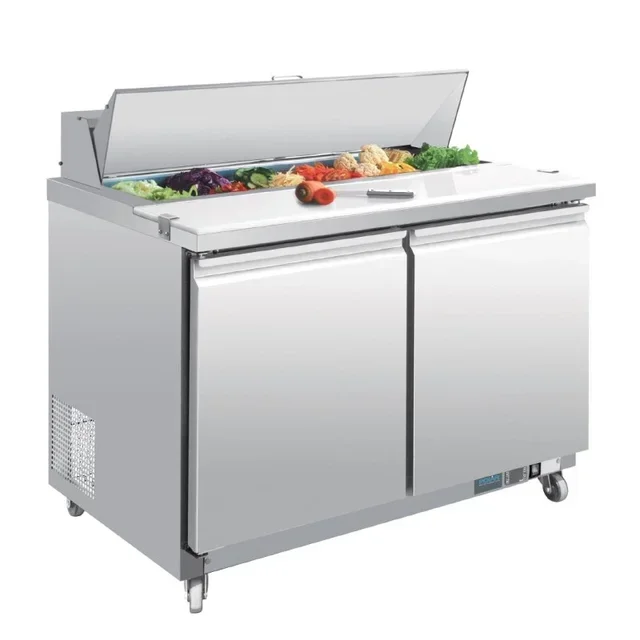 2-Door Refrigerated Prep Table | 2 GN 1/6 Pans | 405 Liter Capacity