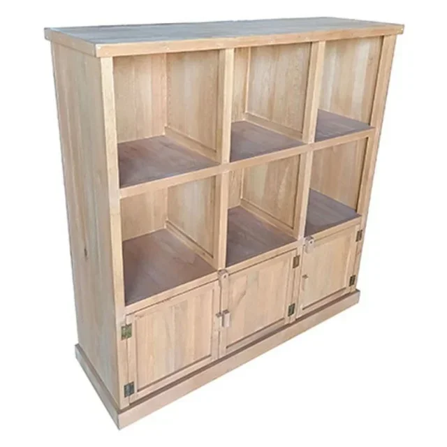 Wooden Display Stand 6 Compartments and 3 Doors - Honey - 1170 x 380 mm