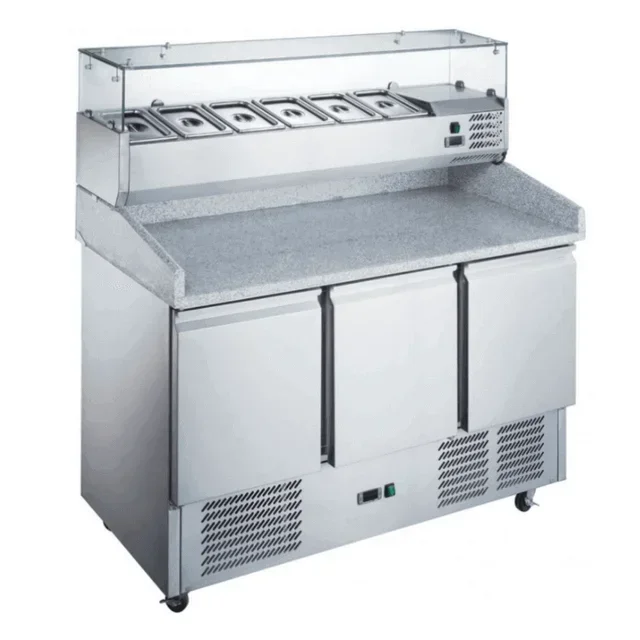 3-Door Refrigerated Pizza Display Case with Showcase