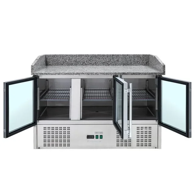 Meuble Réfrigéré à Pizza Compact 3 Portes Vitrées