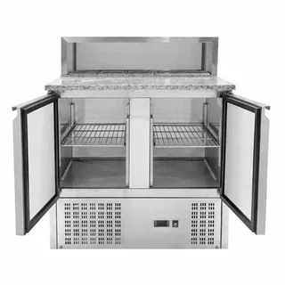 2-türige Pizzakühlschrank mit 5 GN 1/6 Behältern