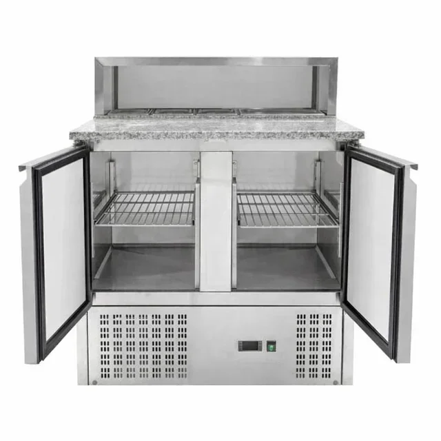 2-türige Pizzakühlschrank mit 5 GN 1/6 Behältern