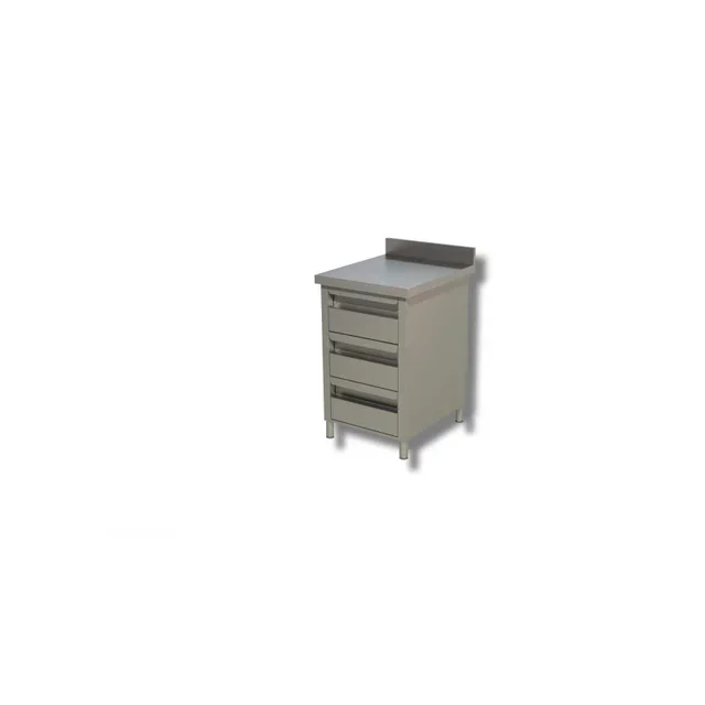 Meuble de Travail Inox avec Dosseret et 3 Tiroirs - L 500 x P 700 mm