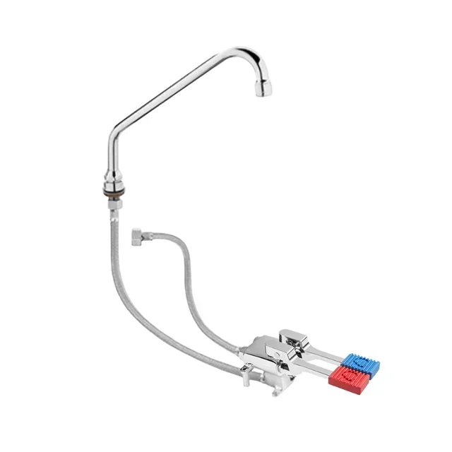 Pedal Double Control Basin Faucet with High Curved Spout